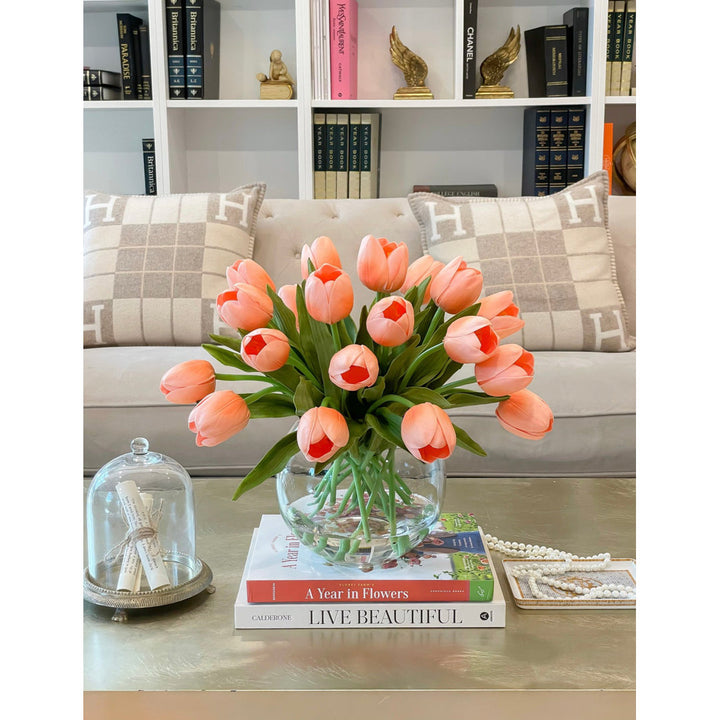 Tulip in Vase Primrue Flowers/Leaves Color: Orange