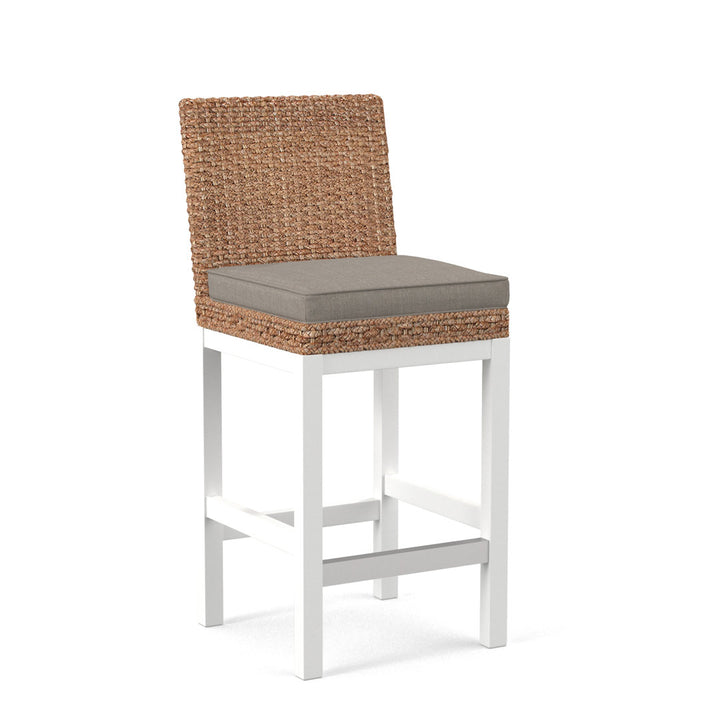 Seagrass Top Counter Stool Braxton Culler Leg Color: Frost White Finish Body Fabric: Blue Buffalo Check; 0120-61