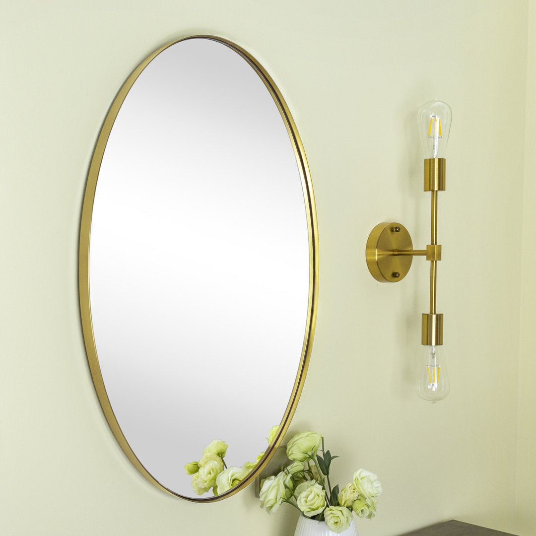 Javell Bathroom Mirror Ebern Designs Size: 36" x 24" Finish: Brushed Gold