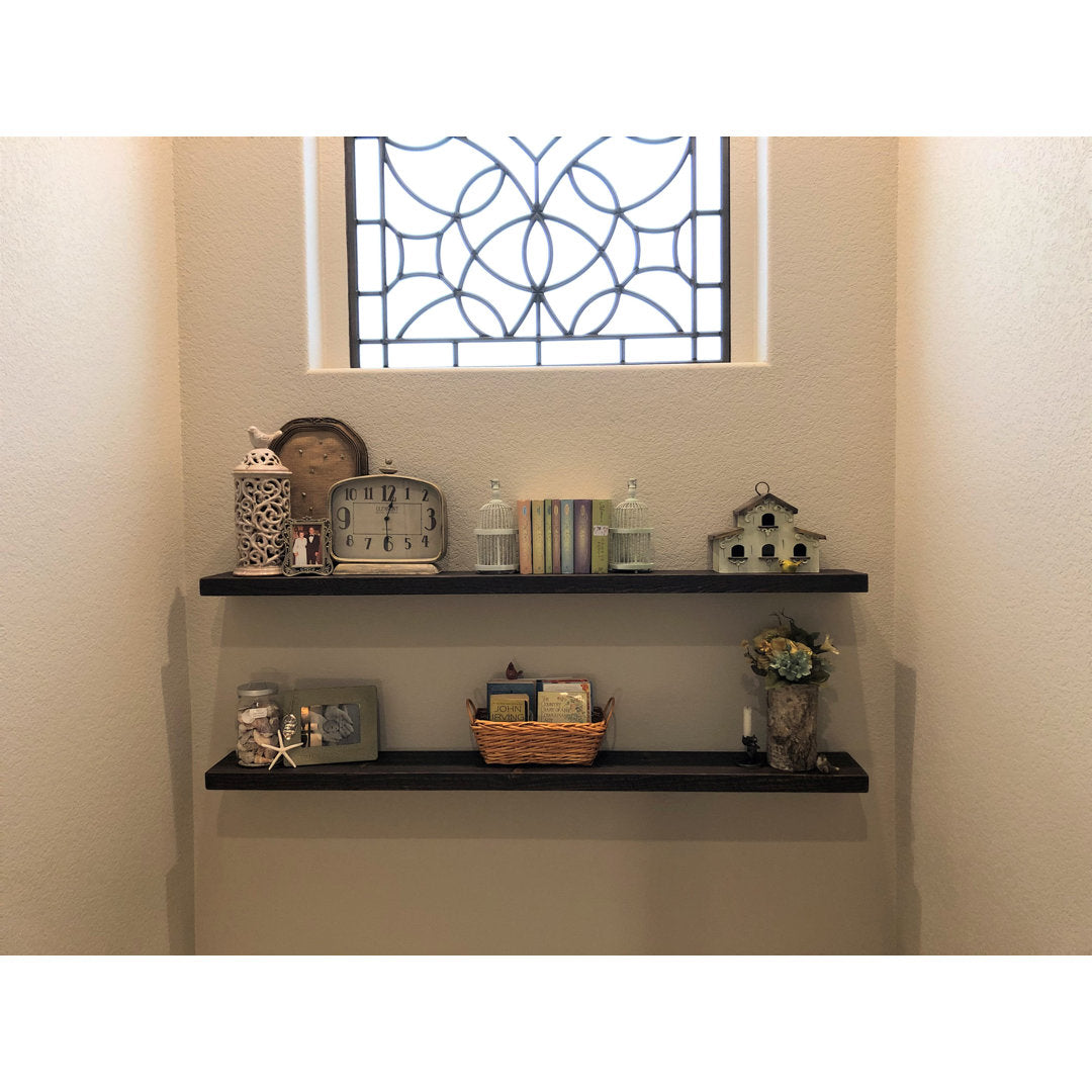Eneas Pine Solid Wood Floating Shelf Millwood Pines Size: 2" H x 24" W x 6" D Finish: Mocha
