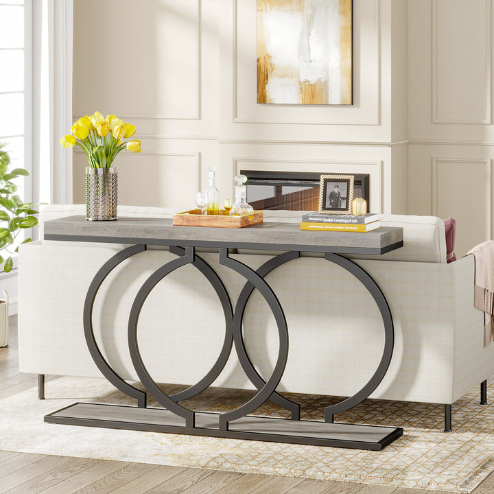 Herakles 55" Console Table Mercer41 Color: Gray/Black