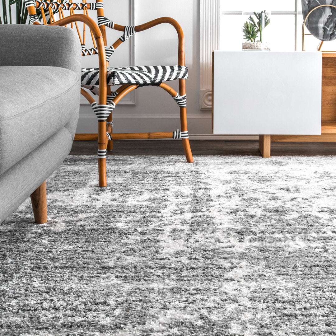 Deedra Modern Abstract Power Loom Performance Gray/White Rug 17 Stories Rug Size: Rectangle 10' x 14'