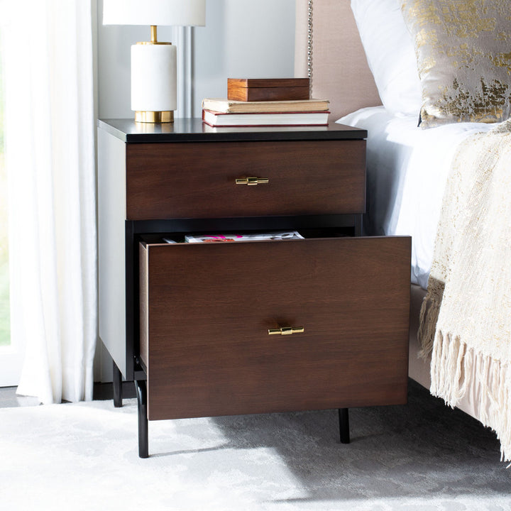 Linaris 2 - Drawer Nightstand Ivy Bronx Color: Walnut/Black