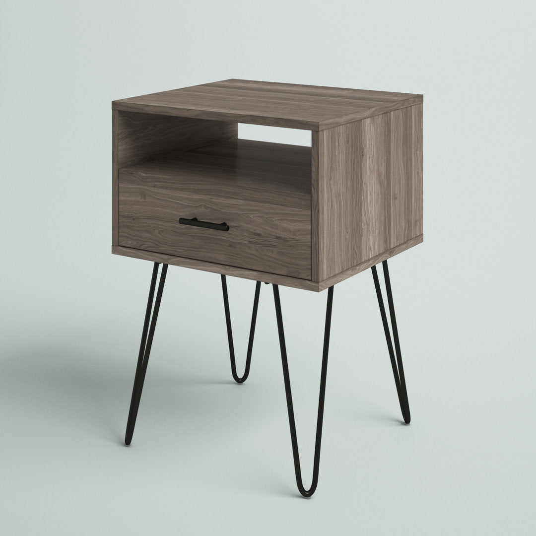 Adrow 1-Drawer Nightstand with Cubby Wade Logan® Color: Slate Gray