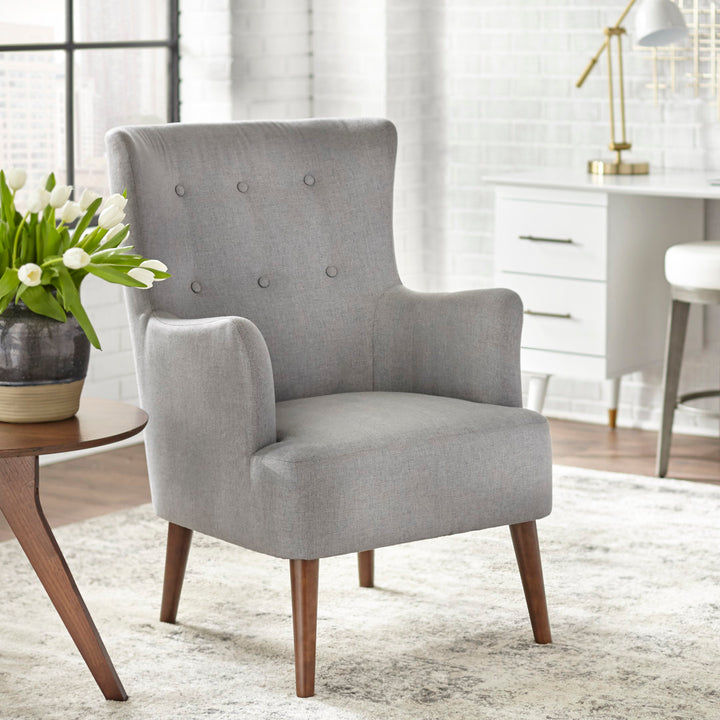 Piersten 26.38" Wide Polyester Wingback Chair Winston Porter Fabric: Gray Flannel Solid