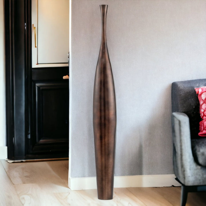 Lesle Copper Antique Aluminum Floor Vase Ivy Bronx Size: 50" H x 6" W x 6" D