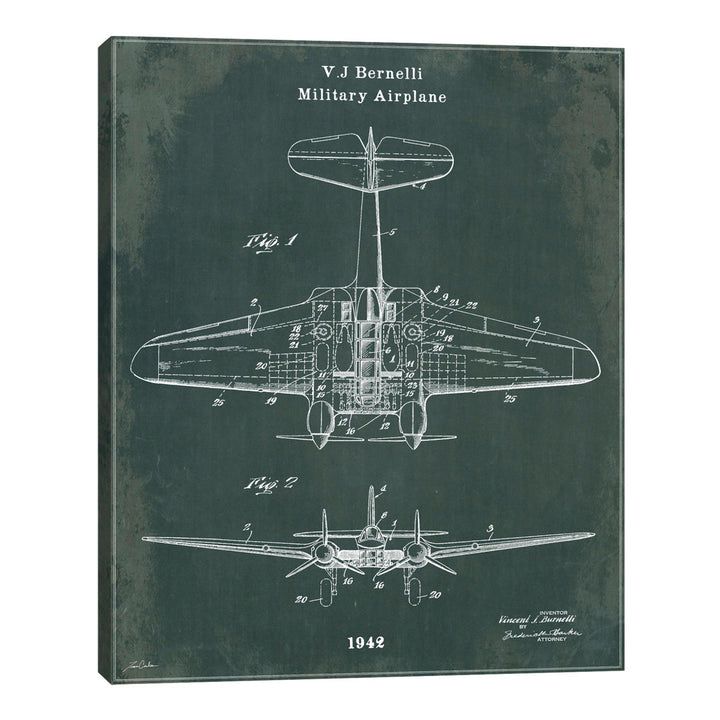 Military Airplane by Tina Carison - Wrapped Canvas Graphic Art Print Williston Forge Size: 40" H x 30" W x 1.5" D