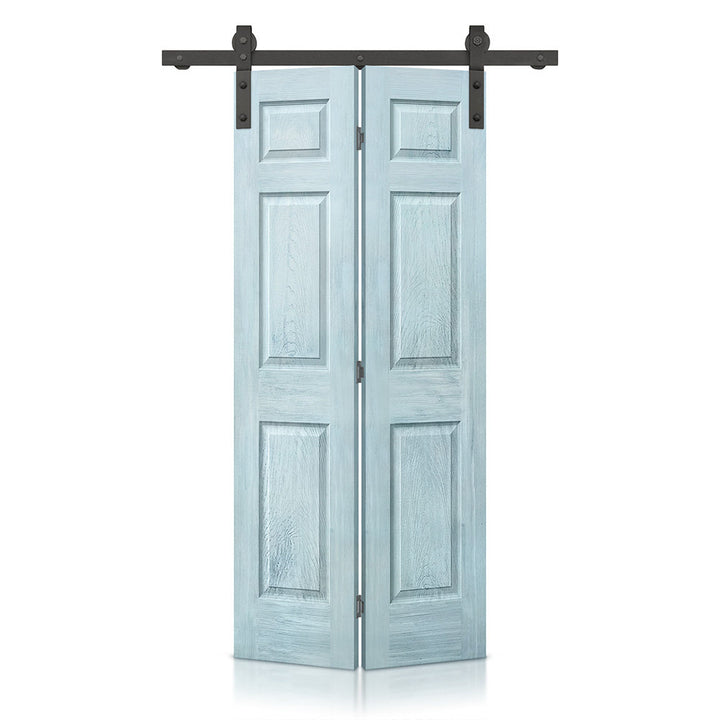 Paneled MDF Composite Bifold Barn Door with Installation Hardware Kit Calhome Size: 24" x 80" Finish: Vintage Denim Blue