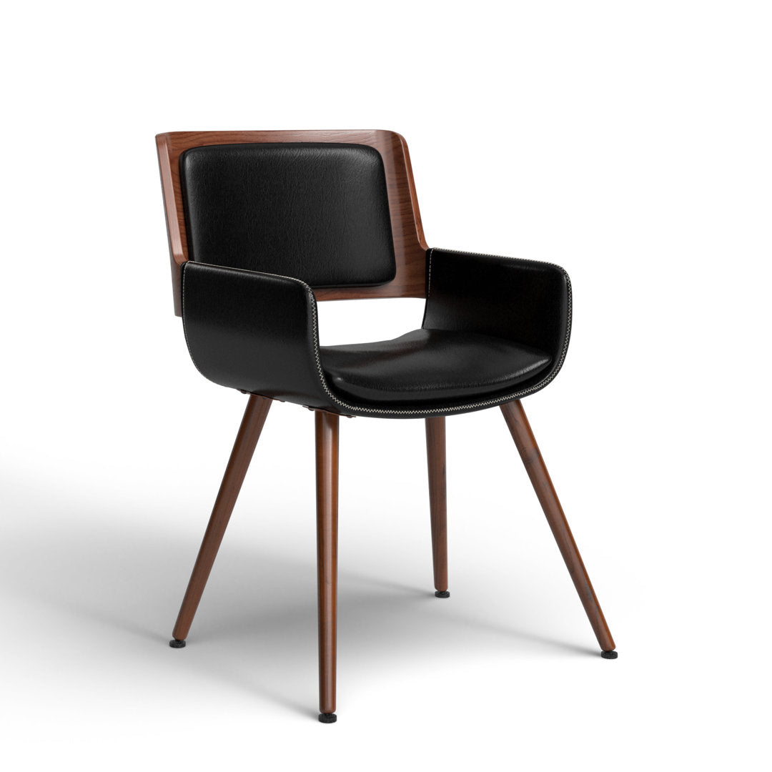Seagraves Faux Leather Mid-Century Dining Chair Mercury Row® Upholstery Color: Polished Obsidian Faux Leather