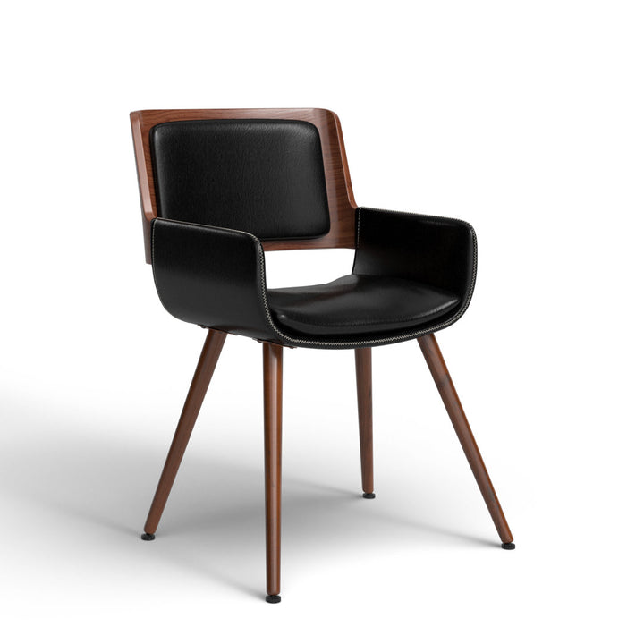 Seagraves Faux Leather Mid-Century Dining Chair Mercury Row® Upholstery Color: Polished Obsidian Faux Leather