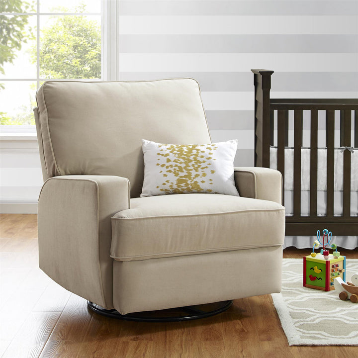 Abingdon Upholstered Swivel Reclining Glider Mack & Milo™ Upholstery Color: Beige Velvet
