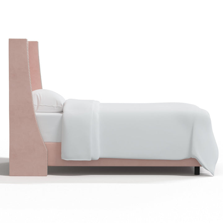 Annabel Upholstered Wingback Bed Kelly Clarkson Home Size: Twin Body Fabric: Classic Blush Performance Velvet