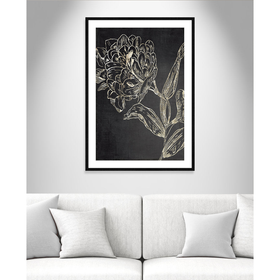 Golden Flower Folklore II by Asia Jensen - Picture Frame Graphic Art Joss & Main Size: 41.5" H x 29.5" W  Format: Black Wood Grain Framed