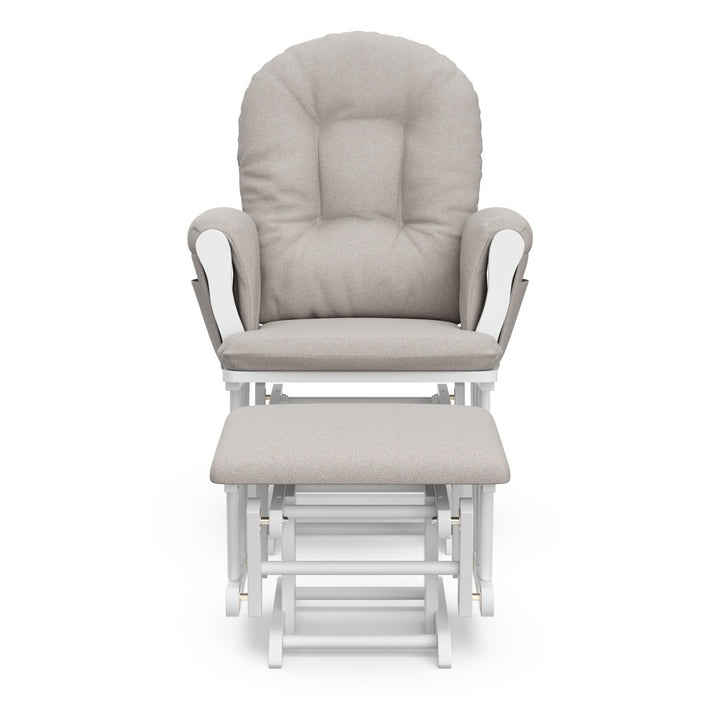 Hoop Glider with Ottoman Storkcraft Upholstery Color: Taupe Swirl, Frame Color: White