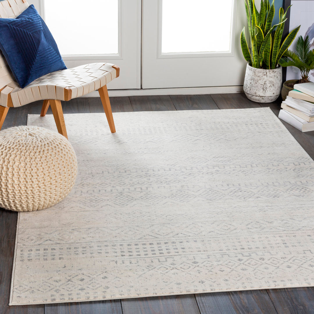 Herrod Machine Woven Gray/Ivory Area Rug Zipcode Design™ Rug Size: Rectangle 6'7" x 9'