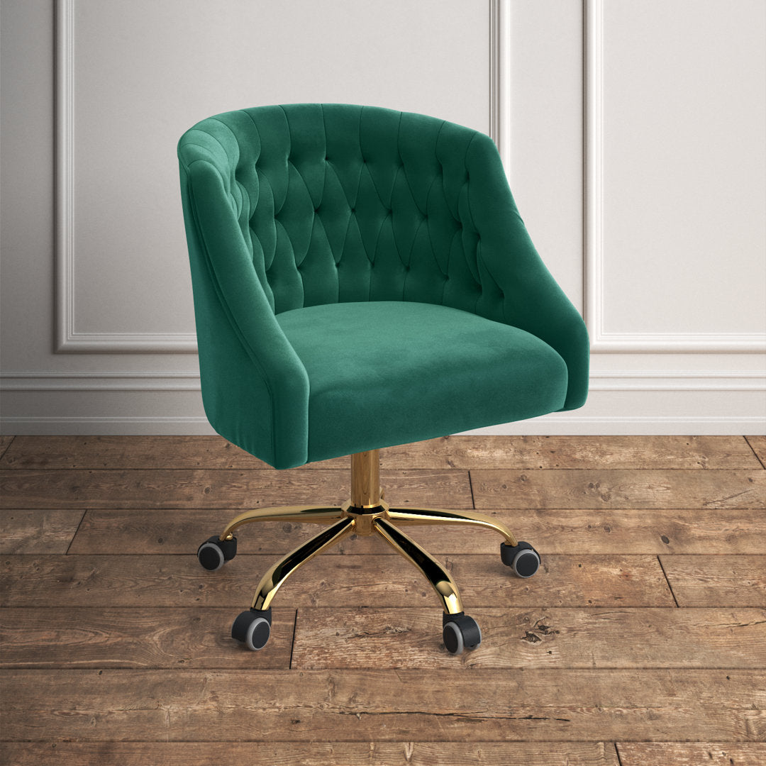 Louise 35.5'' H Velvet Hand-Curated Task Chair with Button Tufted Kelly Clarkson Home Upholstery Color: Green Velvet