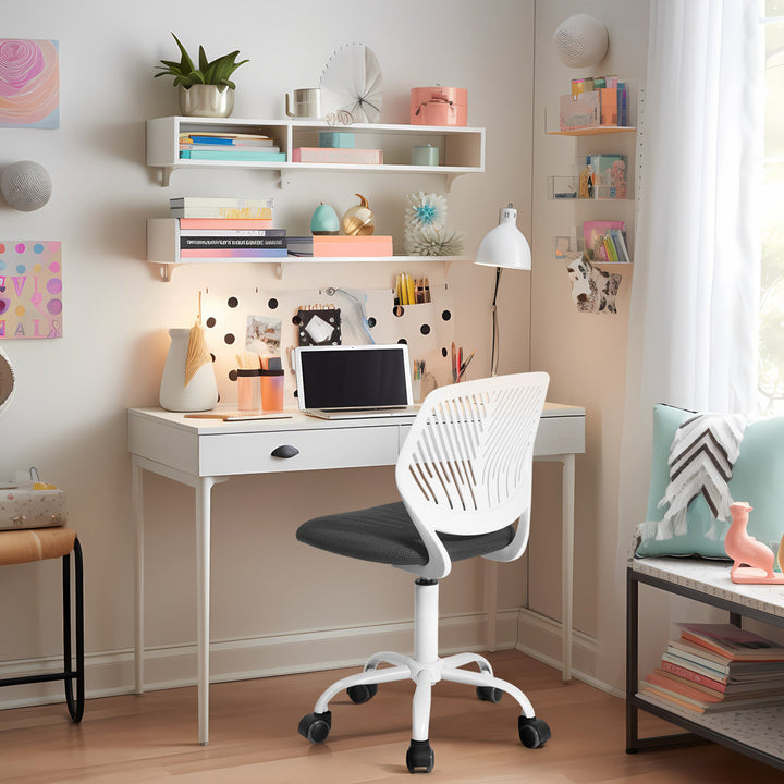 Elkland 360° Swivel Mesh Fabric Writing Office Task Chair with Height Adjustable for Teenager Hashtag Home Upholstery Color: Gray