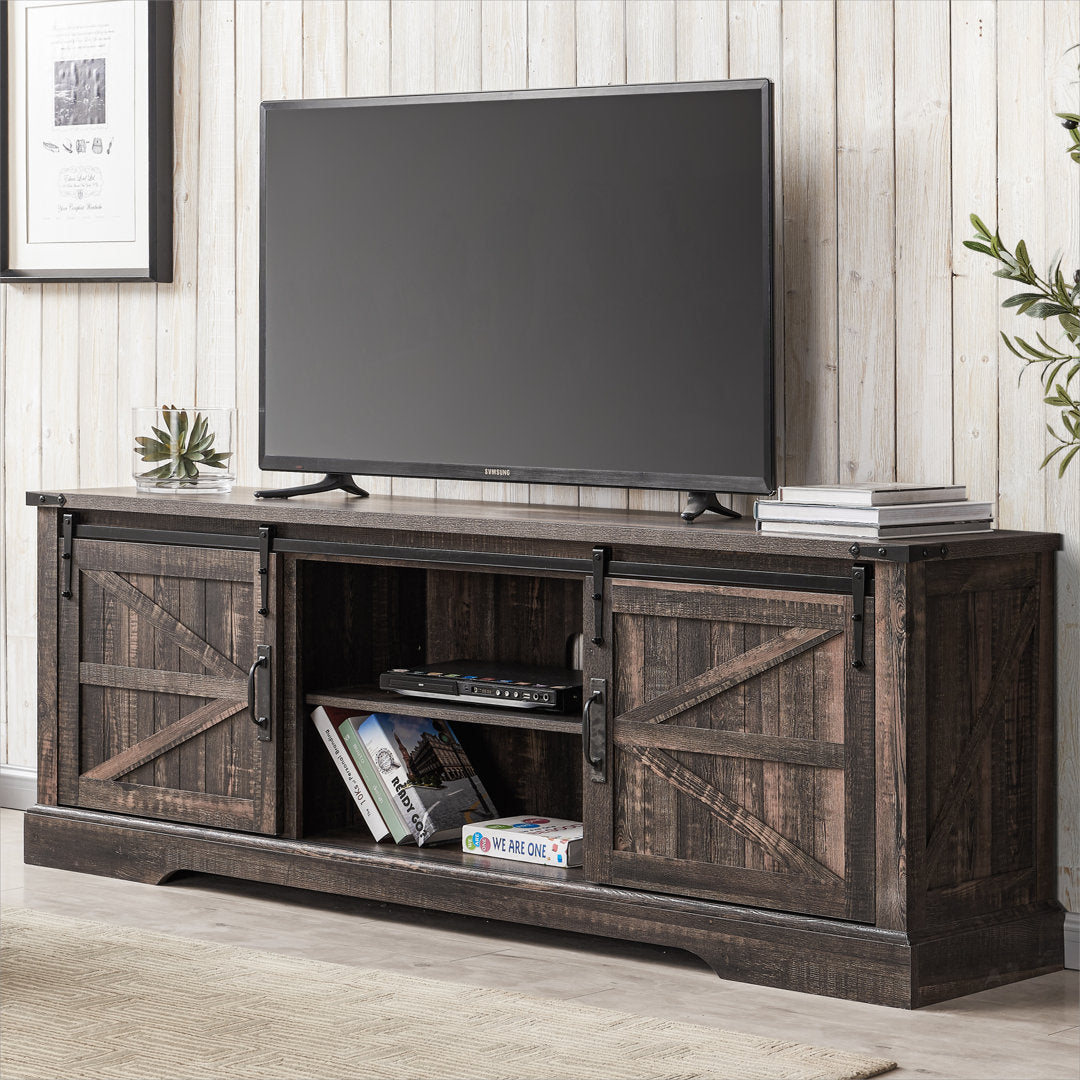 Bryndee Farmhouse TV Stand, Entertainment Center for TVs up to 75" Gracie Oaks Color: Dark Rustic Oak