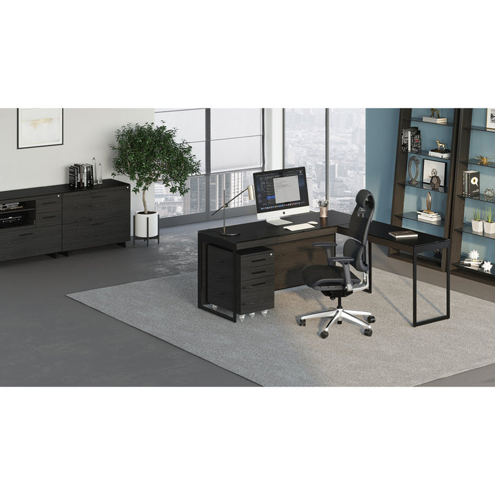 Sequel 20 Glass Desk BDI Color (Top/Frame): Charcoal Stained Ash/Black