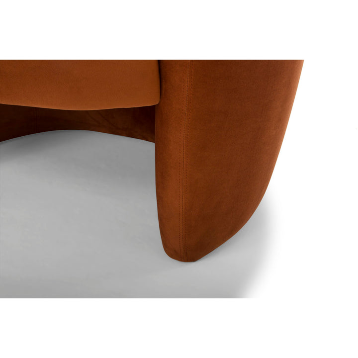 Kearney Upholstered Barrel Chair AllModern Fabric: Stax Rust Performance Velvet
