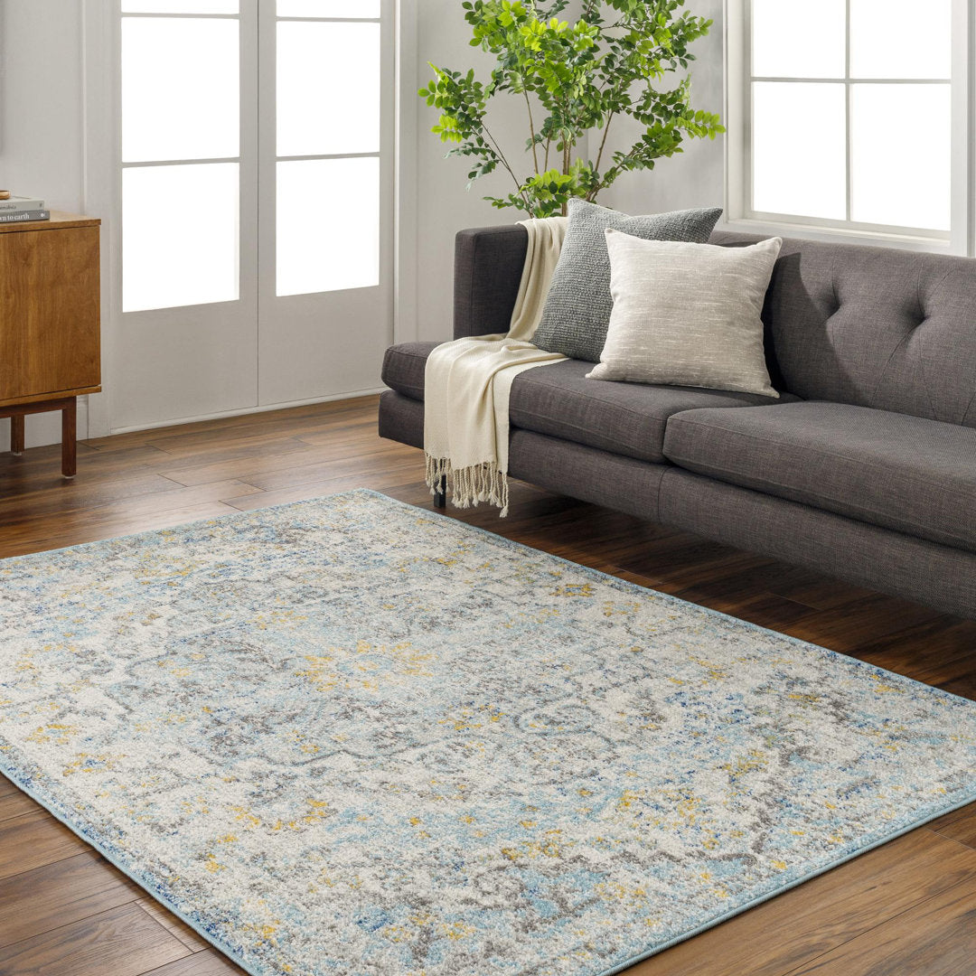 Hillsby Oriental Ivory Cream/Teal/Yellow Area Rug Mistana™ Rug Size: Rectangle 3'11" x 5'7"