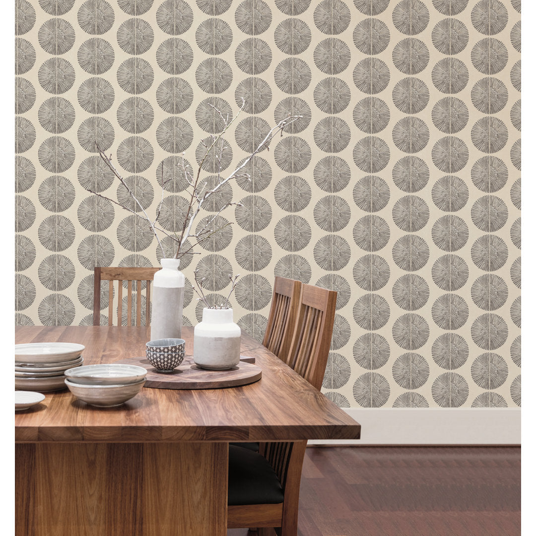 Bazaar Geometric Soleil Design 33' L x 21" W Wallpaper Roll Galerie Wallcoverings Color: Beige/Charcoal