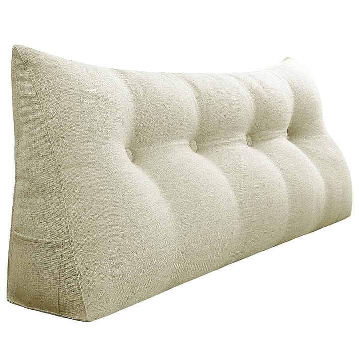 Sit-up Back Comfort Large Triangular Bolster Headboard Reading Wedge Pillow Versatile Bed Rest Positioning Support WOWMAX Color: Ivory Size: 20"H x 54"W