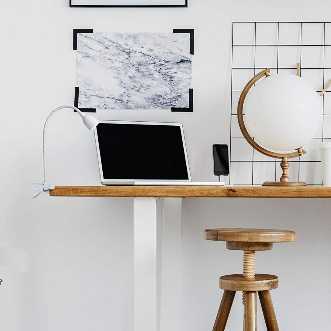 Liberty Hill Flexible Clamp 22" Desk Lamp Ebern Designs Base Color: White