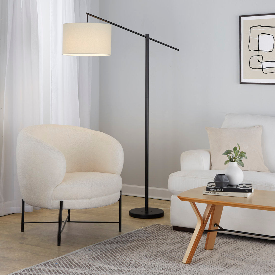 Dyanne 69" Task/Reading Floor Lamp Etta Avenue™ Shade Color: Natural Base Finish: Black