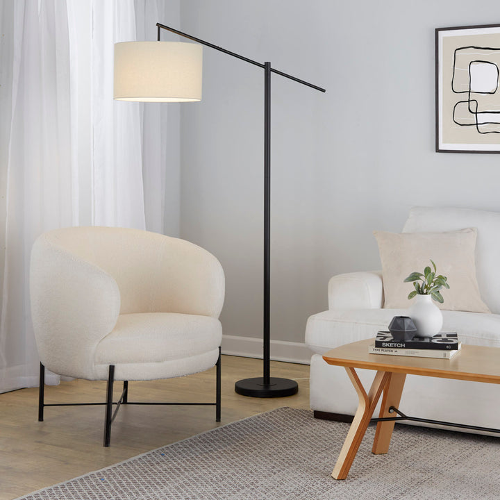 Dyanne 69" Task/Reading Floor Lamp Etta Avenue™ Shade Color: Natural Base Finish: Black