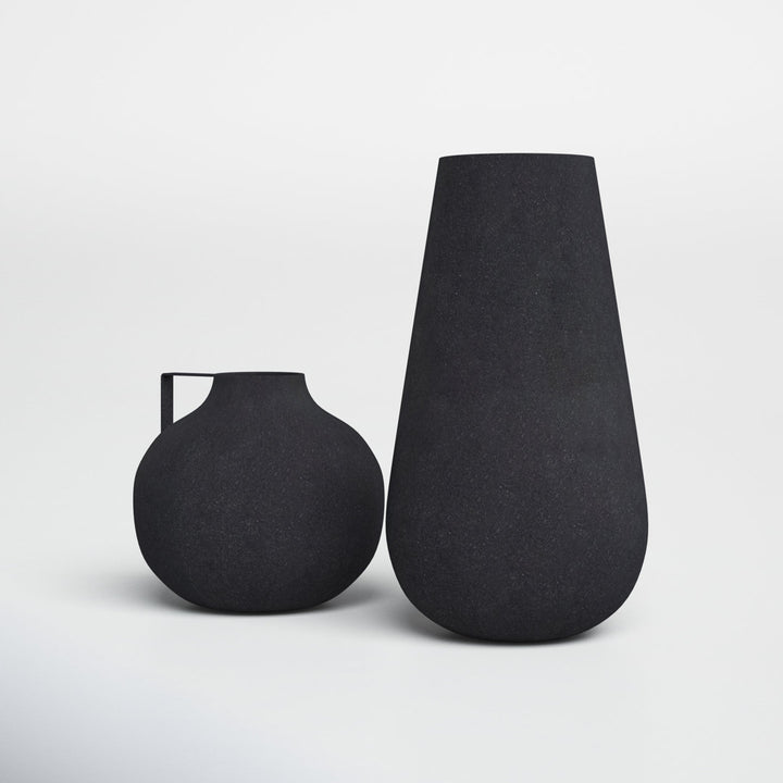 Aldrin 2 Piece Black Metal Table Vase Set (Set of 2) Joss & Main