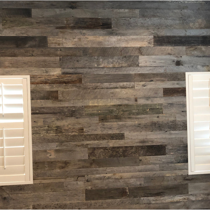 Random Width x Varying Length Barnwood Wall Paneling Vintage Timbers Color: Gray
