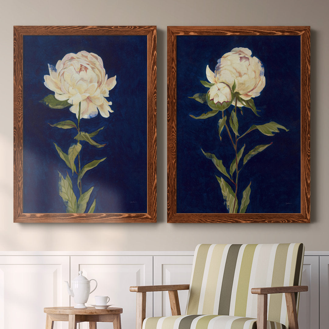 PRETTY AS A PEONY I - 2 Piece Picture Frame Print Set on Canvas Lark Manor™ Frame Color: Maple Framed Size: 37.5" H x 55" W x 1.5" D