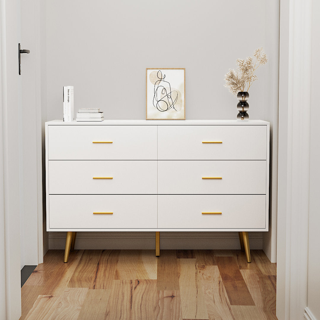 Kamily 6 Drawer 47.25" W Double  Dresser Mercer41 Color: White