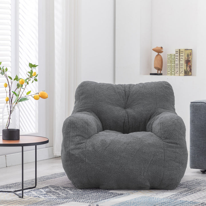 Medium Bean Bag Chair Viv + Rae™ Body Fabric: Gray Faux Fur