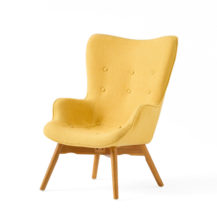 Dayon 68.58Cm Wide Tufted Polyester Lounge Chair and Ottoman George Oliver Fabric: Yellow  Polyester Blend