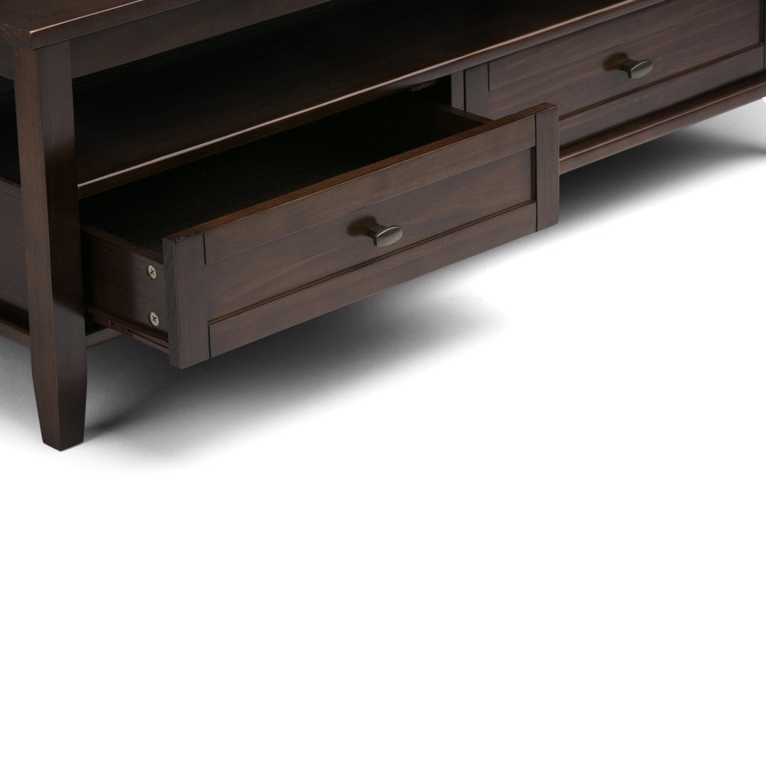 Warm Shaker SOLID WOOD 48 inch Wide Rectangle Transitional Coffee Table Simpli Home Color: Tobacco Brown