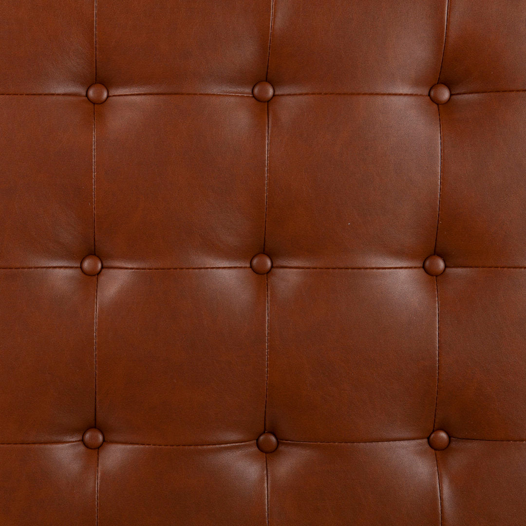 Bhorelal 34.75" Wide Faux Leather Tufted Square Cocktail Ottoman Wade Logan® Fabric: Brown