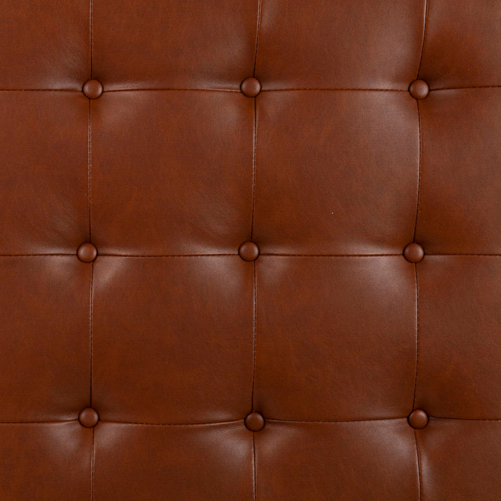 Bhorelal 34.75" Wide Faux Leather Tufted Square Cocktail Ottoman Wade Logan® Fabric: Brown