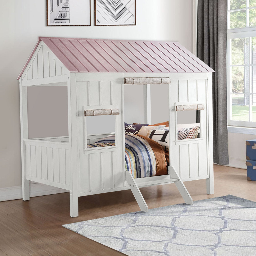 Diemer Full Canopy Standard Bed by Viv + Rae™ Viv + Rae™ Bed Frame Color: White/Pink