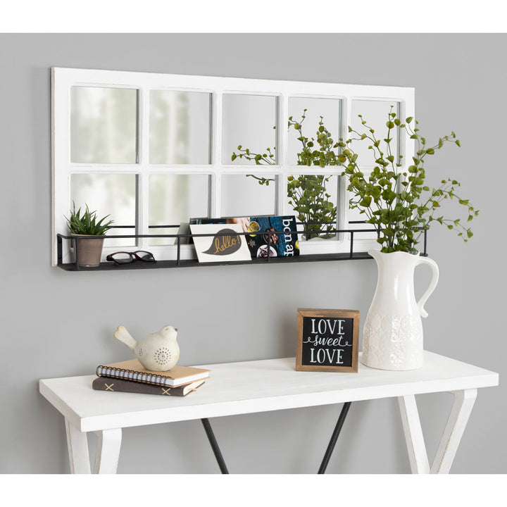 Prout Farmhouse Beveled With Shelves Accent Mirror Gracie Oaks Finish: White