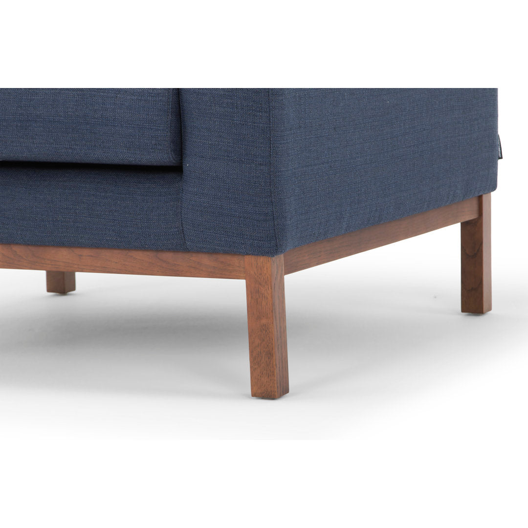Clayton Upholstered Armchair Joss & Main Fabric: Venga Dust Blue Performance Basketweave