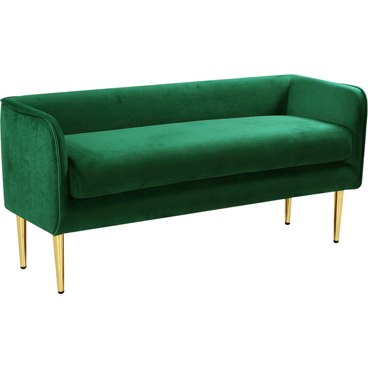 Manuel Upholstered Bench Everly Quinn Color: Green Velvet