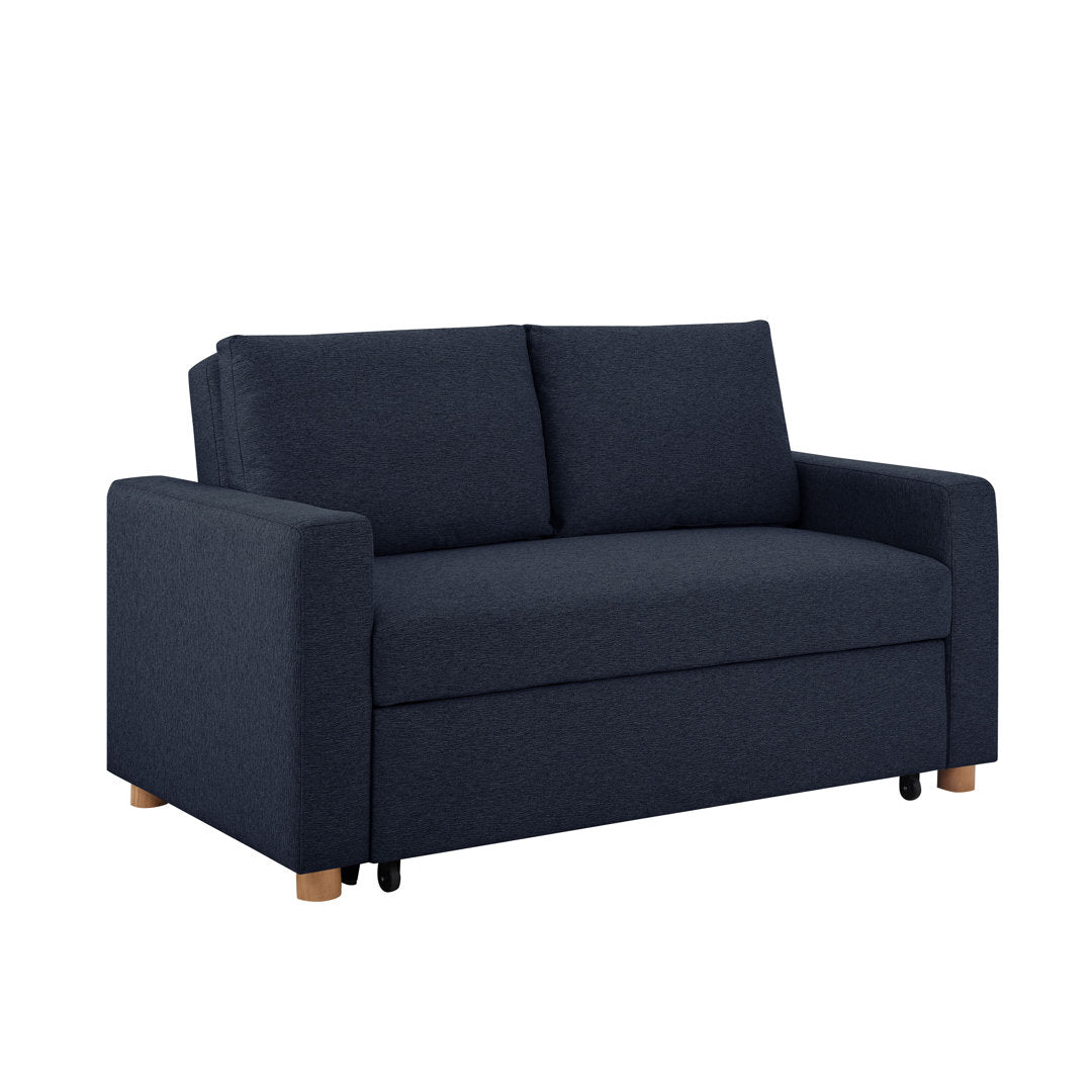 Serta Trinity Full Size Convertible Sleeper Sofa Serta Fabric: Navy Woven