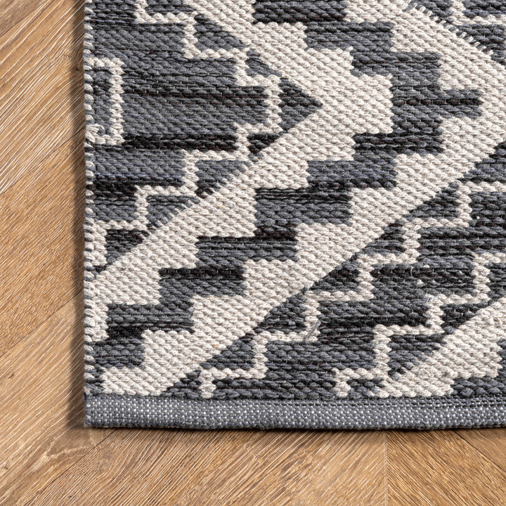 Kleiber Geometric Handmade Flatweave Cotton White/Gray Area Rug Foundry Select Rug Size: Rectangle 5' x 8'