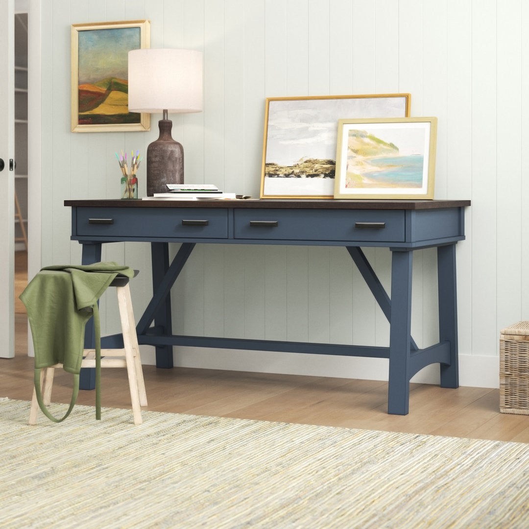 Bankston Desk with Built in Outlets Beachcrest Home™ Color: Dark Brown/Blue