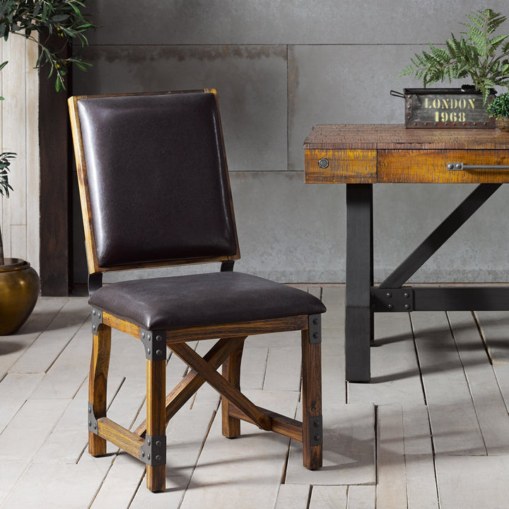 Lancaster Faux Leather Solid Wood Dining Chair Williston Forge