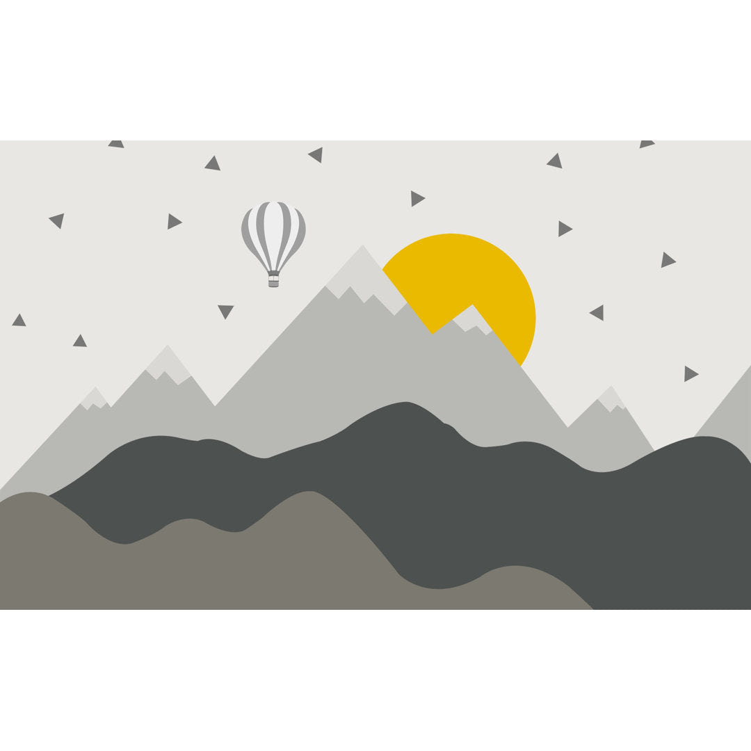 Aitken Peel And Stick Hot Air Balloon Kids Mountain Wallpaper Redwood Rover Size: 4" W x 72" L