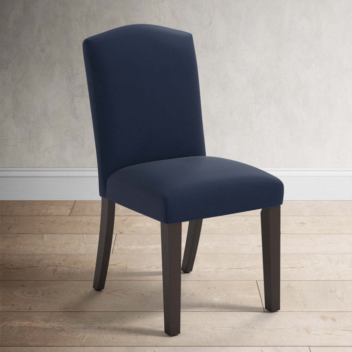 Estrela Upholstered Dining Chair Birch Lane™ Leg Color: Espresso, Upholstery Color: Velvet Ink