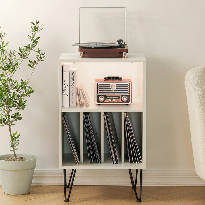 Audio Rack with LED Lights George Oliver Color: White